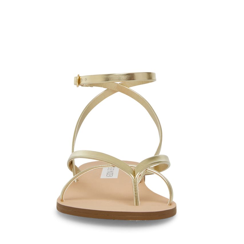 Gold Steve Madden Amuse Women's Flat Sandals | PH 0896ISJ